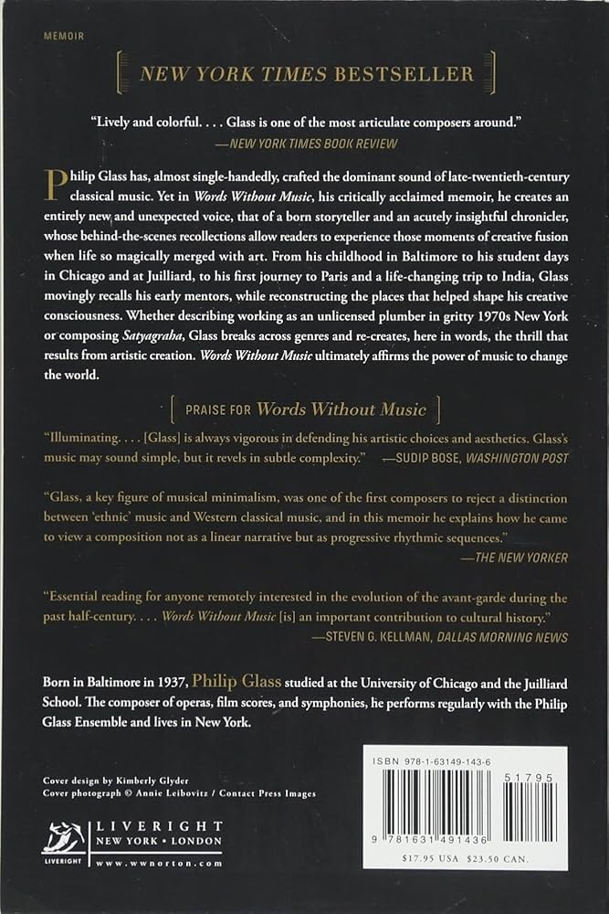 Words Without Music: A Memoir: Glass, Philip: 9781631491436